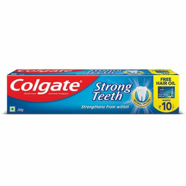 Colgate Strong Teeth Anti-Cavity Toothpaste – 200g with Free Hair Oil,  Multicolour,IN01184A - Humarabazar